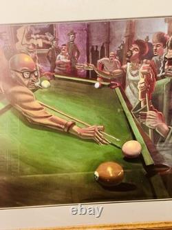 Justin Bua Salon De Billar Custom FRAMED African American Pool Hall Billiards