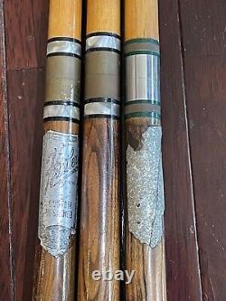 Lot 3 vtg 1970s THE HUSTLER LINE Custom POOL Billiards CUE stick 57 20oz 19oz