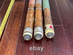 Lot 3 vtg 1970s THE HUSTLER LINE Custom POOL Billiards CUE stick 57 20oz 19oz