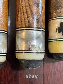 Lot 3 vtg 1970s THE HUSTLER LINE Custom POOL Billiards CUE stick 57 20oz 19oz