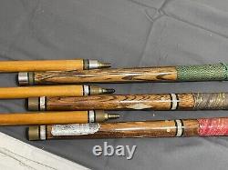 Lot 3 vtg 1970s THE HUSTLER LINE Custom POOL Billiards CUE stick 57 20oz 19oz