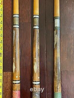 Lot 3 vtg 1970s THE HUSTLER LINE Custom POOL Billiards CUE stick 57 20oz 19oz