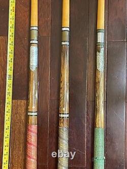 Lot 3 vtg 1970s THE HUSTLER LINE Custom POOL Billiards CUE stick 57 20oz 19oz