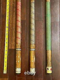 Lot 3 vtg 1970s THE HUSTLER LINE Custom POOL Billiards CUE stick 57 20oz 19oz