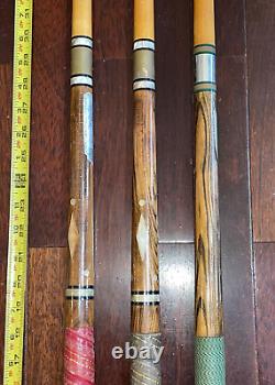 Lot 3 vtg 1970s THE HUSTLER LINE Custom POOL Billiards CUE stick 57 20oz 19oz