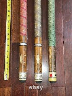 Lot 3 vtg 1970s THE HUSTLER LINE Custom POOL Billiards CUE stick 57 20oz 19oz