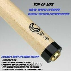 Lucasi Custom + Hybrid Pool Cue LHC82 Low Deflection Shaft Kamui Pro tip Uni-loc