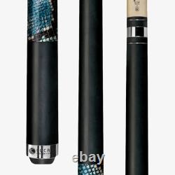 Lucasi Custom LUX37 Black 58 2-Piece Pool Cue with Blue Brown Embossed Wrap Stick