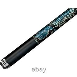 Lucasi Custom LUX37 Black 58 2-Piece Pool Cue with Blue Brown Embossed Wrap Stick