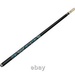 Lucasi Custom LUX37 Black 58 2-Piece Pool Cue with Blue Brown Embossed Wrap Stick