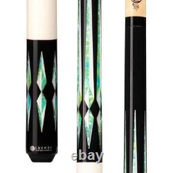 Lucasi Custom LZC48 Black/Green & Blue Poly Inlay Points Pool/Billiard Cue Stick