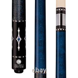 Lucasi Custom LZE7 Blue Birdseye Maple/Blue Luster Diamonds Pool/Billiard Cue