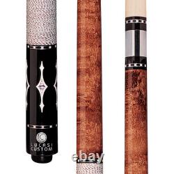 Lucasi Custom LZE9 Walnut Stain Maple/Mother of Pearl Diamonds Pool/Billiard Cue