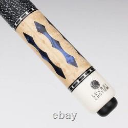 Lucasi Custom Super Birds-Eye Pool Cue with Blue Luster Inlays