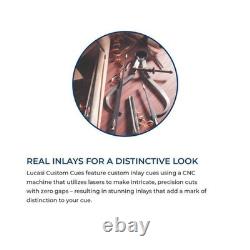 Lucasi LZC58 Custom Walnut Curly Maple & Matte Black/Imitation Bone Wrapless Cue