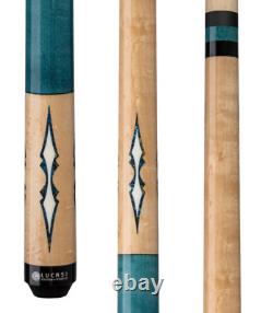 Lucasi LZC59 Custom Walnut Birdseye & Aquamarine/Off-White Wrapless Cue