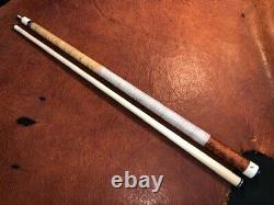 Mark Denton Custom Pool Cue With One Shaft. White/Brown Linen Wrap