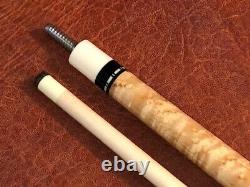 Mark Denton Custom Pool Cue With One Shaft. White/Brown Linen Wrap