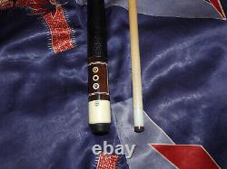 Mcdermott Pool Cue Very Rare 1976 Straight B-12 Custom 56 MOP Leather SS Joint