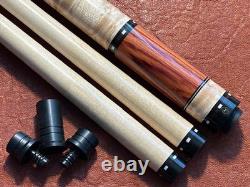 Mike Stacey Custom Tulipwood 6 Point Pool Cue With2 Maple Shafts. No Wrap Cue
