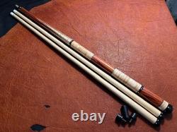 Mike Stacey Custom Tulipwood 6 Point Pool Cue With2 Maple Shafts. No Wrap Cue