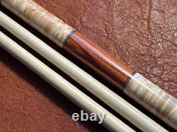 Mike Stacey Custom Tulipwood 6 Point Pool Cue With2 Maple Shafts. No Wrap Cue