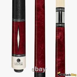 NEW Lucasi Custom Billiards Pool Cue Stick Red Birdseye Flexpoint Shaft LZD1