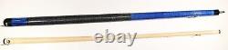 NEW USA Viking 2pc pool Cue Billiards custom Vikore Blue SNAKESKIN FREE CASE