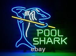 New Pool Shark Billiards Neon Light Sign Wall Decor Man Cave Bar Beer 24x20