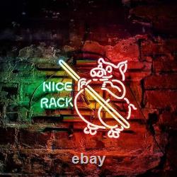 Nice Rack Pig Billiards Game Room 17x14 Neon Light Sign Lamp Pool Tables Decor