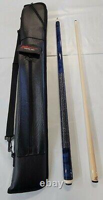POOL CUE BY J. PECHAUER CUSTOM CUES JP USA (Blue with J. Pechauer cue case)