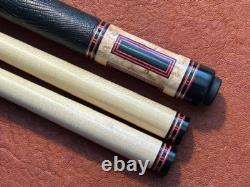 Pat Diveney Ebony Box Custom Pool Cue With 2 Maple Shafts. Leather Wrap