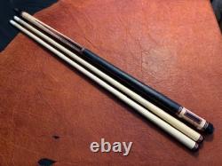 Pat Diveney Ebony Box Custom Pool Cue With 2 Maple Shafts. Leather Wrap