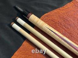 Pat Diveney Ebony Box Custom Pool Cue With 2 Maple Shafts. Leather Wrap
