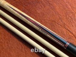 Pat Diveney Ebony Box Custom Pool Cue With 2 Maple Shafts. Leather Wrap