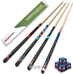 Pool Cues Set of 4 Pool Cue Sticks Made Canadian Maple Wood Extra 4 Pool Cha