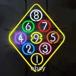 Pool Game Nine 9 Balls Billiards Snooker Board 20x16 Neon Sign Light Lamp Bar
