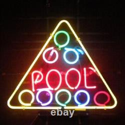 Pool Game Room Billiards 24x20 Neon Sign Lamp Light Nightlight Business Bar EY