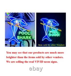 Pool Shark Billiards Bar 17x17 Neon Sign Light Lamp With HD Vivid Printing