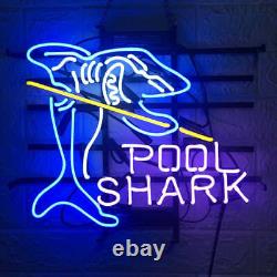 Pool Shark Billiards Gaame Room 17x14 Neon Light Sign Lamp Bar Open Club Gift