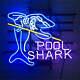 Pool Shark Billiards Gaame Room 17x14 Neon Light Sign Lamp Bar Open Club Gift