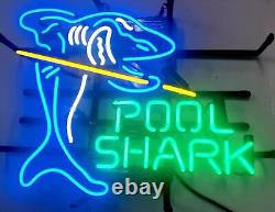 Pool Shark Billiards Game Club 17x14 Neon Light Sign Lamp Bar Open Display