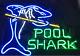 Pool Shark Billiards Game Room 20x16 Neon Light Sign Lamp Beer Bar Pub Glass