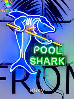 Pool Shark Billiards Green 16x16 Neon Light Lamp Sign With Vivid Printing AA