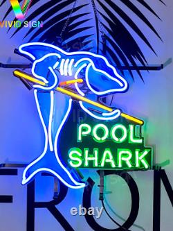 Pool Shark Billiards Green 16x16 Neon Light Lamp Sign With Vivid Printing AA