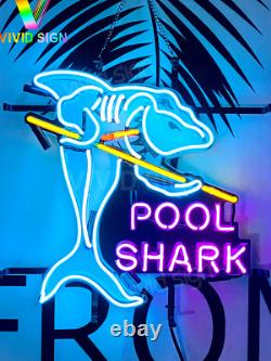 Pool Shark Billiards Purple 17x17 Neon Sign Light Lamp With HD Vivid Printing