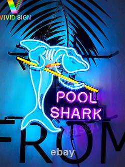 Pool Shark Billiards Purple 17x17 Neon Sign Light Lamp With HD Vivid Printing