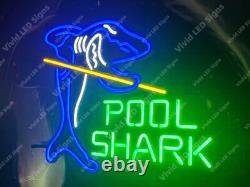 Pool Shark Billiards Sports 24x20 Vivid LED Neon Sign Light Lamp With Dimmer