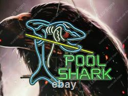 Pool Shark Billiards Sports 24x20 Vivid LED Neon Sign Light Lamp With Dimmer