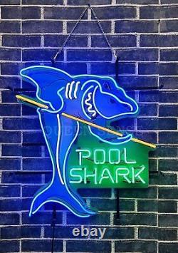 Pool Shark Table Billiards Game 24x20 Neon Sign Light Lamp HD Vivid Printing